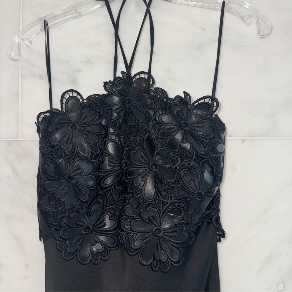 Ramy Brook Mora Floral Lace Bodice Halter Gown Black 2 - Picture 6 of 15